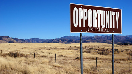 Image showing Opportunity Just Ahead brown road sign