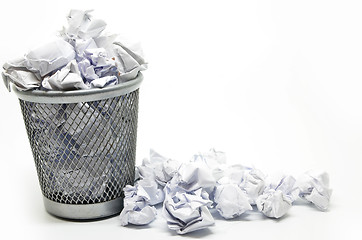 Image showing Garbage bin with paper waste