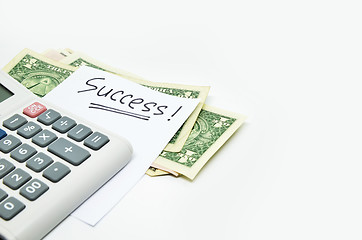 Image showing Calculator, money and success word