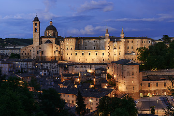 Image showing Illuminated castle Urbino Italy