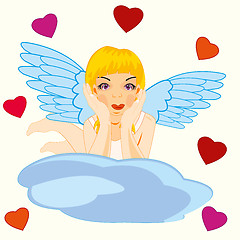 Image showing Girl angel on cloud