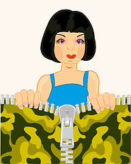 Image showing Girl and clasp on fabrics