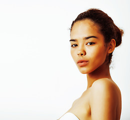 Image showing young pretty african-american mixed rases asian posing on white 