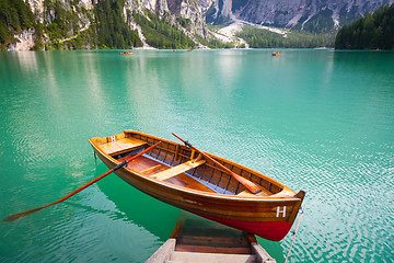 Image showing Braies Lake in Dolomiti region, Italy