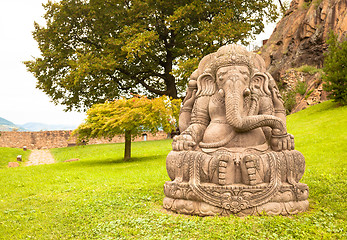 Image showing Ganesha statue in a beautiful mountain garden