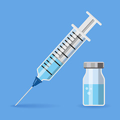 Image showing plastic medical syringe and vial icon