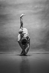 Image showing The male ballet dancer posing over gray background