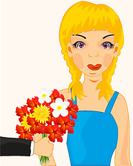 Image showing Girl present flower