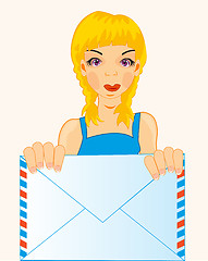 Image showing Girl with envelope