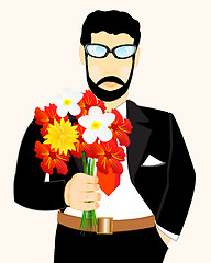 Image showing Man with bouquet flower