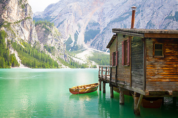 Image showing Braies Lake in Dolomiti region, Italy