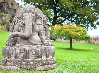 Image showing Ganesha statue in a beautiful mountain garden