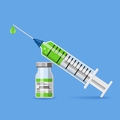 Image showing plastic medical syringe and vial icon