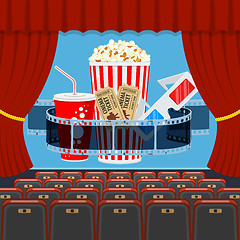 Image showing cinema auditorium with seats and popcorn