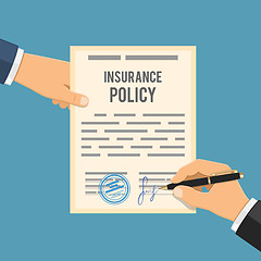 Image showing Man signs insurance policy