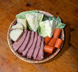 Image showing corned beef platter  cabbage carrots potatoes for St. Patrick\'s 