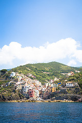 Image showing Riomaggiore in Cinque Terre, Italy - Summer 2016 - view from the