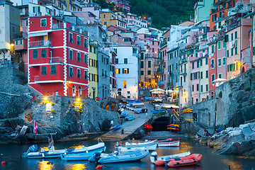 Image showing Riomaggiore in Cinque Terre, Italy - Summer 2016 - Sunset Hour