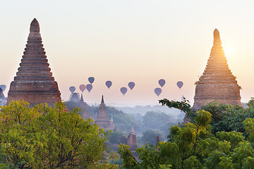 Image showing Bagan temple during golden hour 