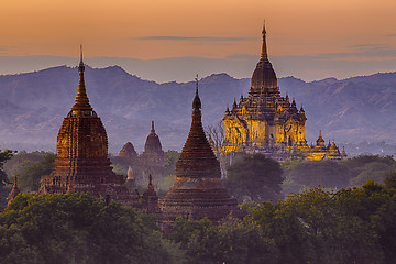 Image showing Bagan temple during golden hour 