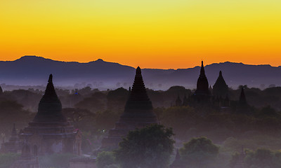 Image showing Bagan temple during golden hour 