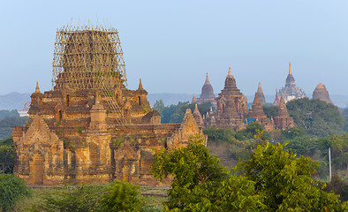 Image showing Bagan temple during golden hour 