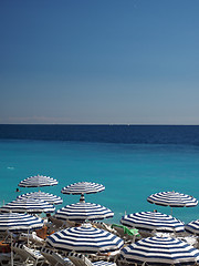 Image showing umbrellas  beach in Nice, France The French Riviera 