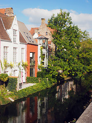 Image showing   Bruges Belgium historic houses on canal Europe 