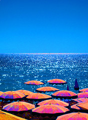 Image showing umbrellas  beach in Nice, France The French Riviera 