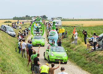 Image showing Teisseire Caravan on a Cobblestone Road- Tour de France 2015