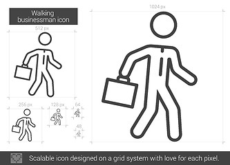 Image showing Walking businessman line icon.