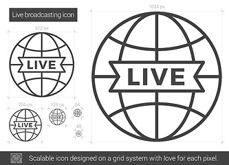 Image showing Live broadcasting line icon.