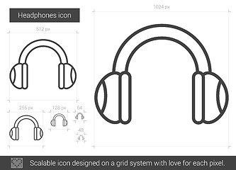 Image showing Headphones line icon.