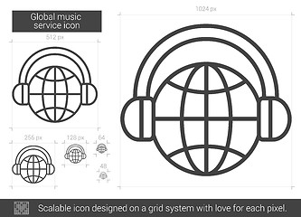 Image showing Global music service line icon.