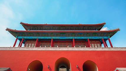 Image showing Traditional Chinese building under blue sky