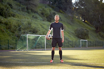 Image showing soccer player with ball on football field