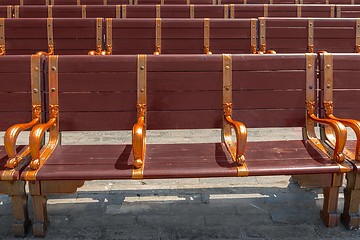 Image showing Comfortable seats made out of wood