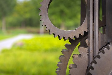 Image showing Old gears and cogs