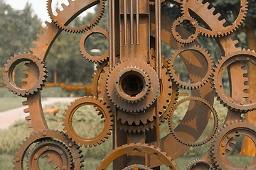 Image showing Old gears and cogs