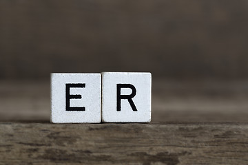 Image showing German word he, written in cubes    