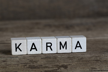 Image showing Karma, written in cubes    