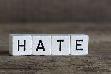 Image showing Hate, written in cubes
