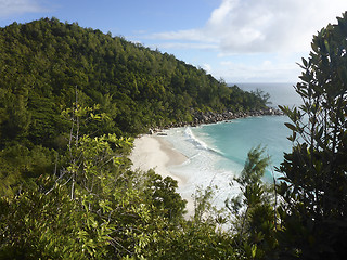 Image showing Tropical panorama view, Praslin island, Seychelles