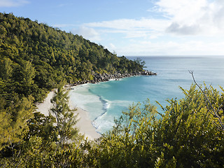 Image showing Tropical panorama view, Praslin island, Seychelles