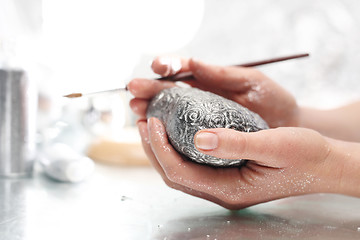 Image showing Painting glass balls Christmas decorations.