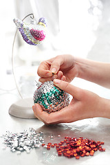 Image showing Sequined Christmas ornaments