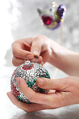 Image showing The idea for a Christmas present, handmade sequin decoration