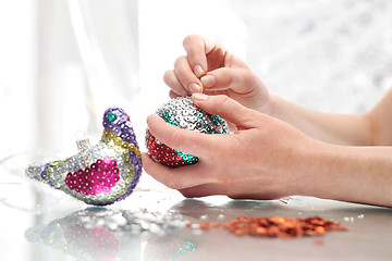 Image showing Sequined Christmas ornaments