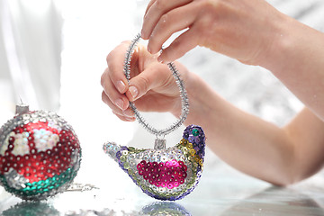 Image showing Sequined Christmas ornaments