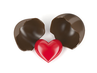 Image showing Chocolate egg and heart